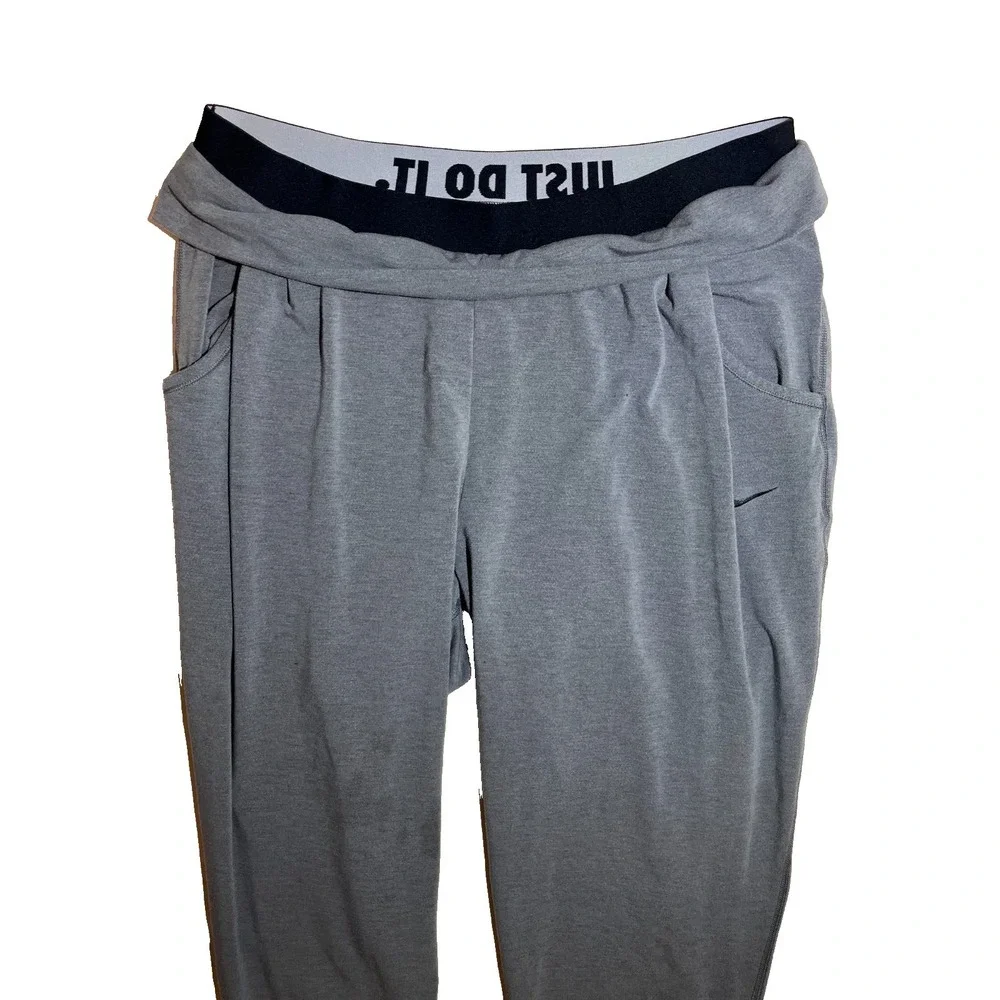 NIKE WOMEN XL Dri FIT Jogger Sweats Lightweight w/ Inside Waistband- Gray E14